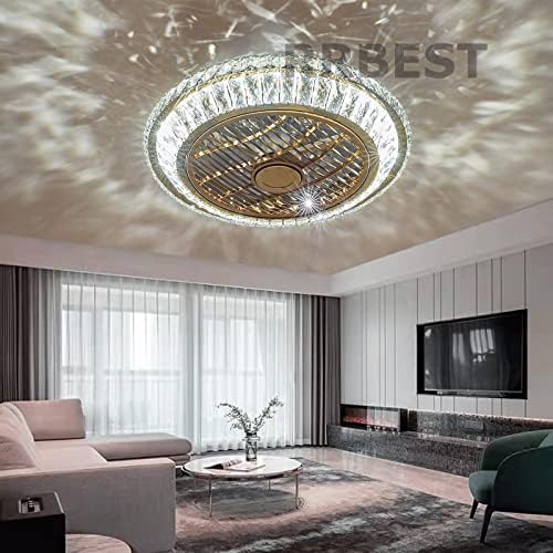Jolof Store Crystal Ceiling Fan with LED Light – Dimmable 360° Airflow