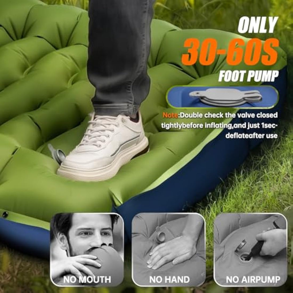 Yuzonc Ultralight Inflatable Camping Sleeping Pad with Built-in Foot Pump
