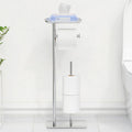 Free-Standing Toilet Roll Holder with Shelf - Stainless Steel