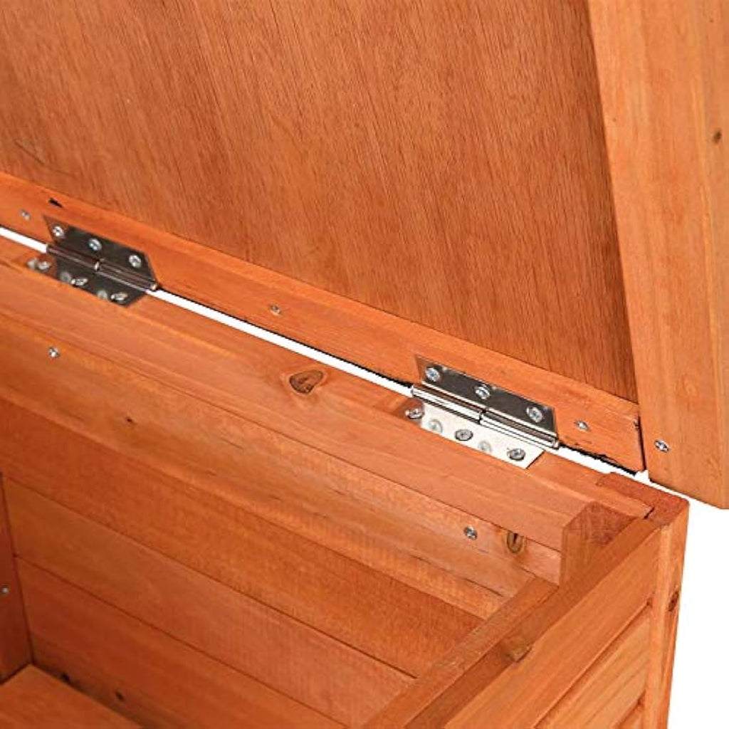 Bunny Business Wooden Pet Hide House | Weatherproof Rabbit Hutch, Natural