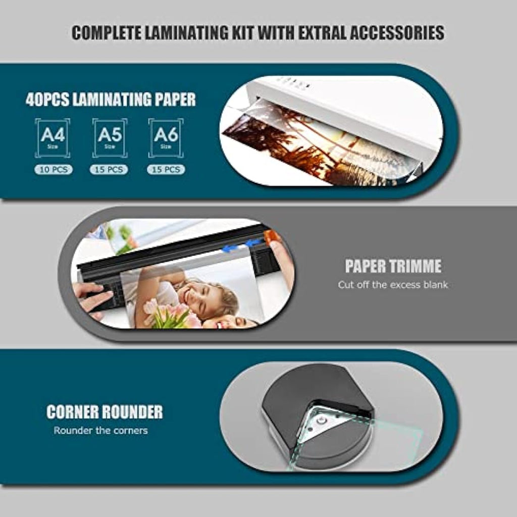 Buyounger 4-in-1 A4 Laminator Machine with Paper Trimmer & 40 Pouches
