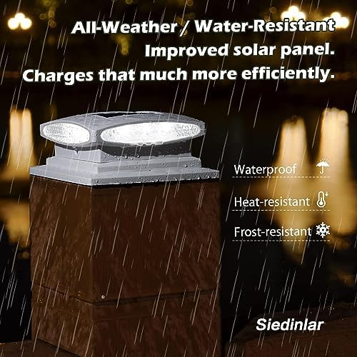 Siedinlar Solar Post Cap Lights | 2-Mode LED Outdoor Fence Decor | 4 Pack