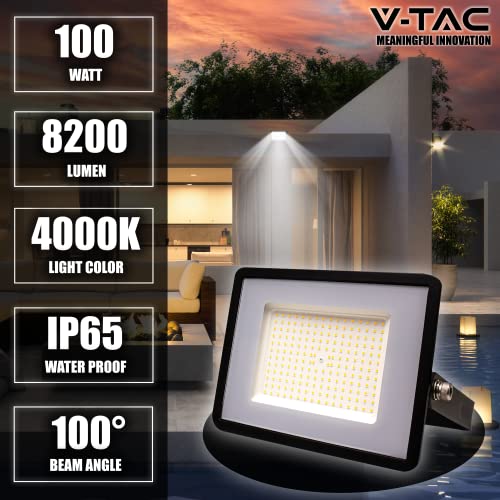 V-TAC 100W Outdoor LED Floodlight | Samsung Chip | IP65 Black - 8200lm