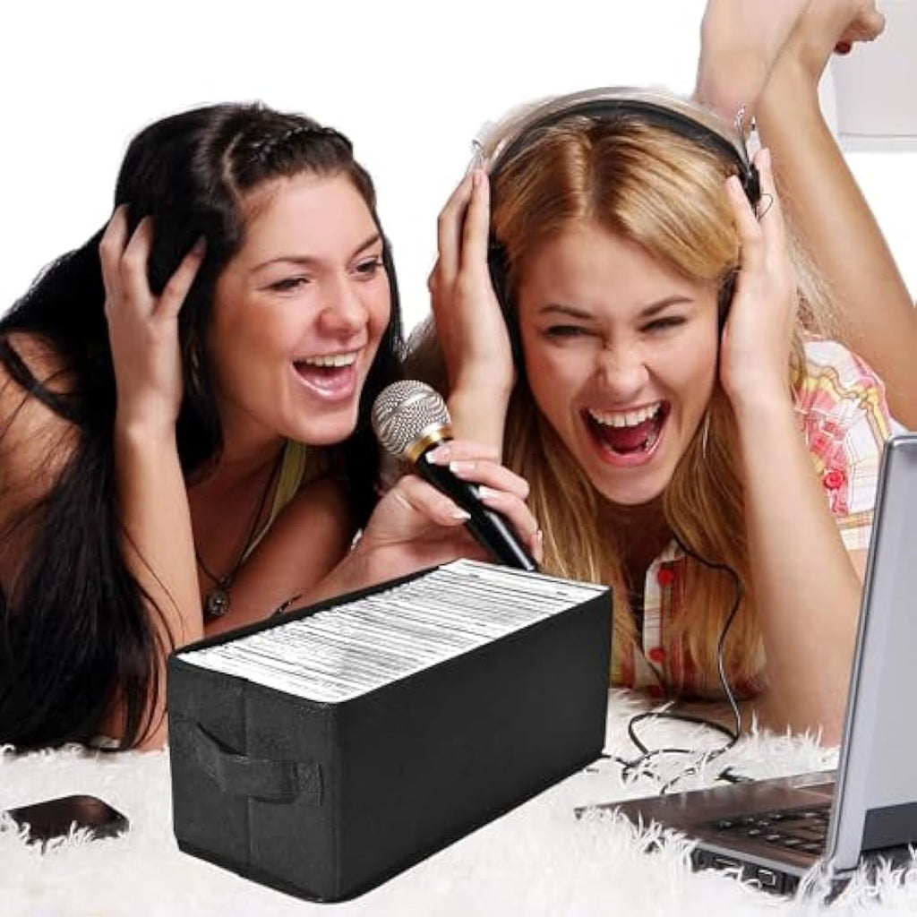 UENTIP CD Storage Boxes – Pack of 4 Stackable Media Organizers, Black