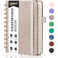 WEMATE Spiral Password Book with Alphabetical Tabs - Dusty Rose Journal