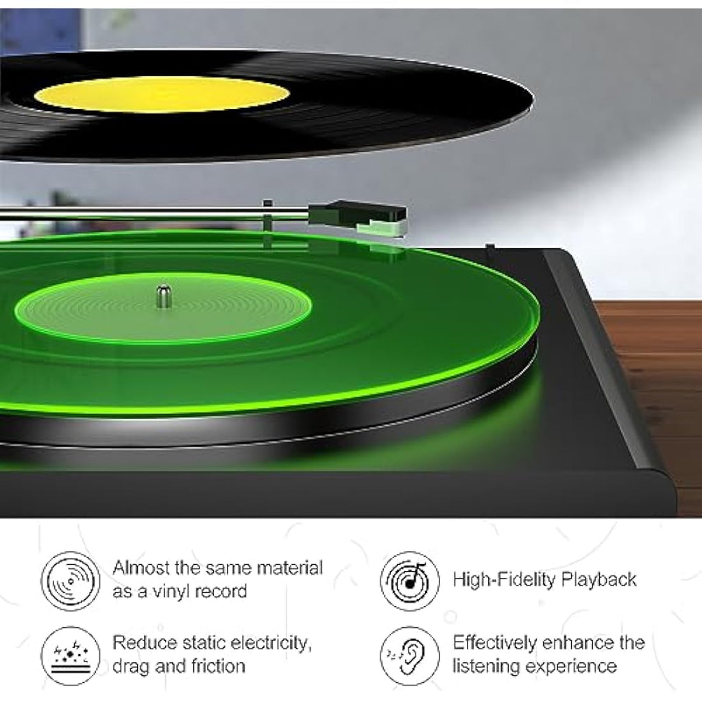 Acrylic Turntable Mat – Antistatic Vinyl Record Slipmat, Green