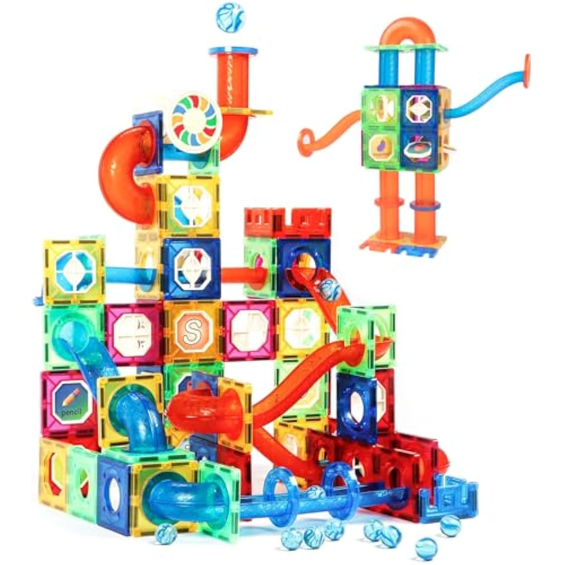 Magblock 122 PCS Magnetic Marble Run Building Blocks STEM Toy Set