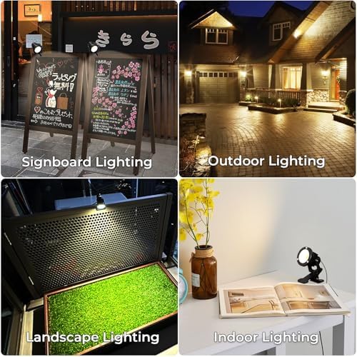 Milpoel COB LED Clip on Spot Lights | 7W IP66 Waterproof Warm Light 2-Pack