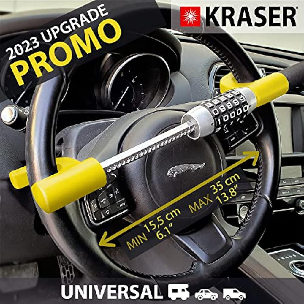 KRASER KR940B Steering Wheel Lock – 5-Digit Combination Steel Anti-Theft