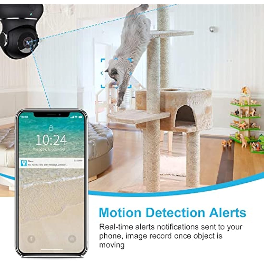 Litokam 2K Indoor Security Camera – 360° Auto Tracking Pet Monitor, 2 Pack
