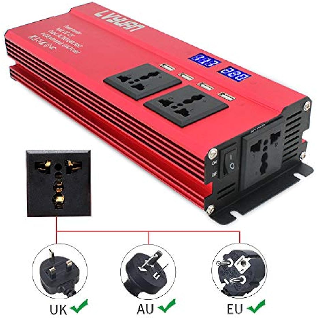 Cantonape 1000W Power Inverter | 12V DC to 230V AC Converter with 4 USB