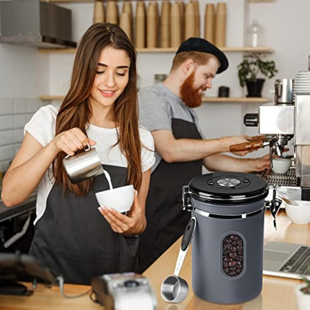 ROCKY&CHAO Airtight Coffee Canister – 2800ml Stainless Steel Storage