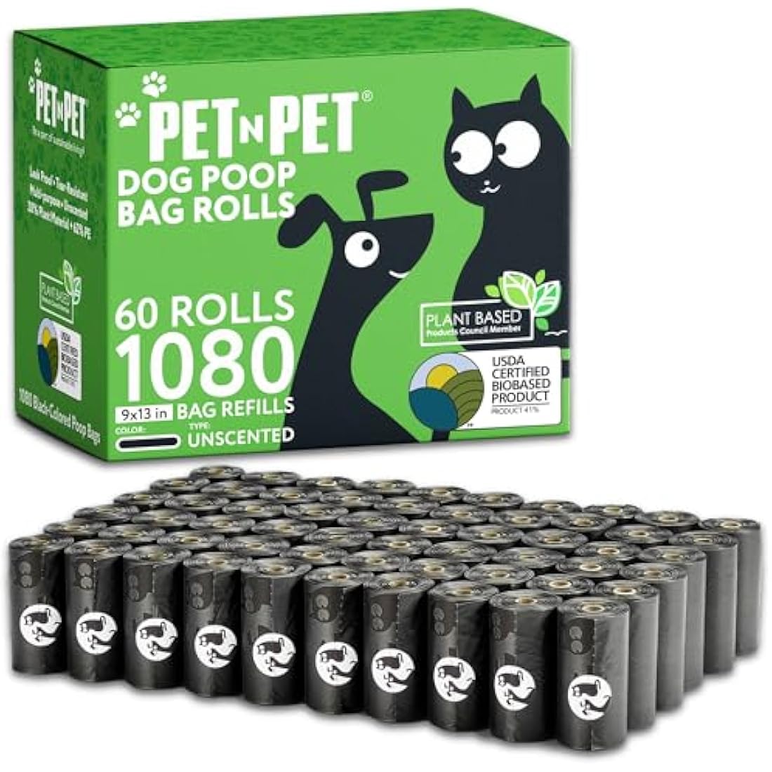 PET N PET Biodegradable Dog Poop Bags | 1080 Count Leak-Proof Rolls