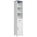 kleankin Tall Bathroom Storage Cabinet | Slim Freestanding Linen Tower, White