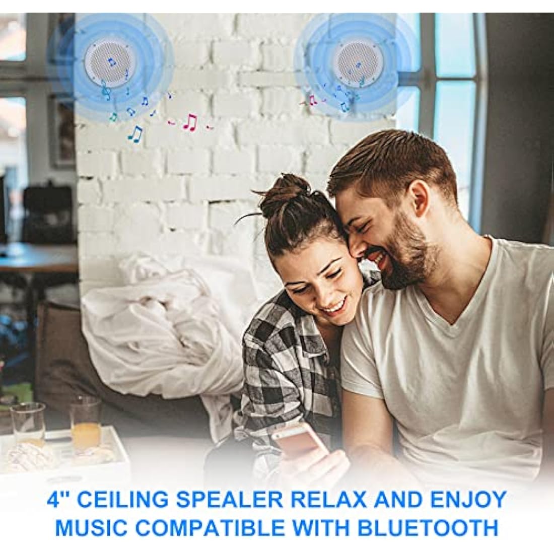 Herdio 4 Inch Waterproof Bluetooth Ceiling Speakers - 160W Marine Grade