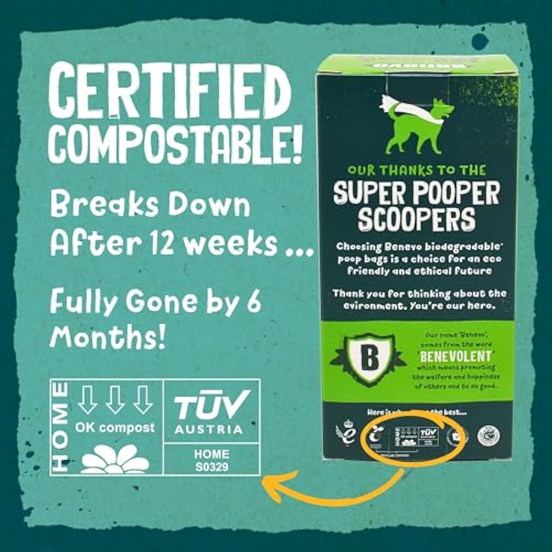 Benevo Compostable Dog Poop Bags – 720 Pack Biodegradable Cornstarch