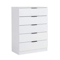 5 Drawer Chest - White MDF Bedroom Storage Cabinet