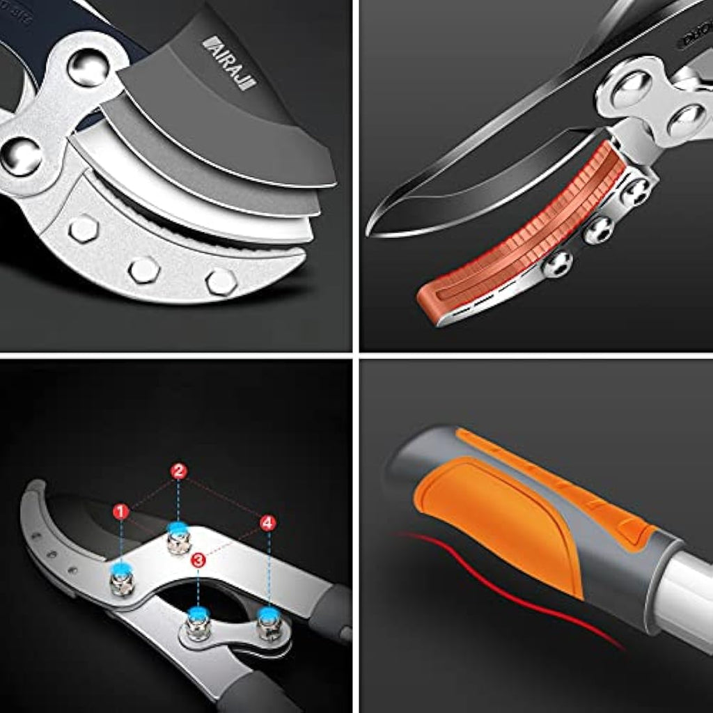AIRAJ Heavy Duty Telescopic Anvil Loppers – 70-103cm SK5 Steel Blade
