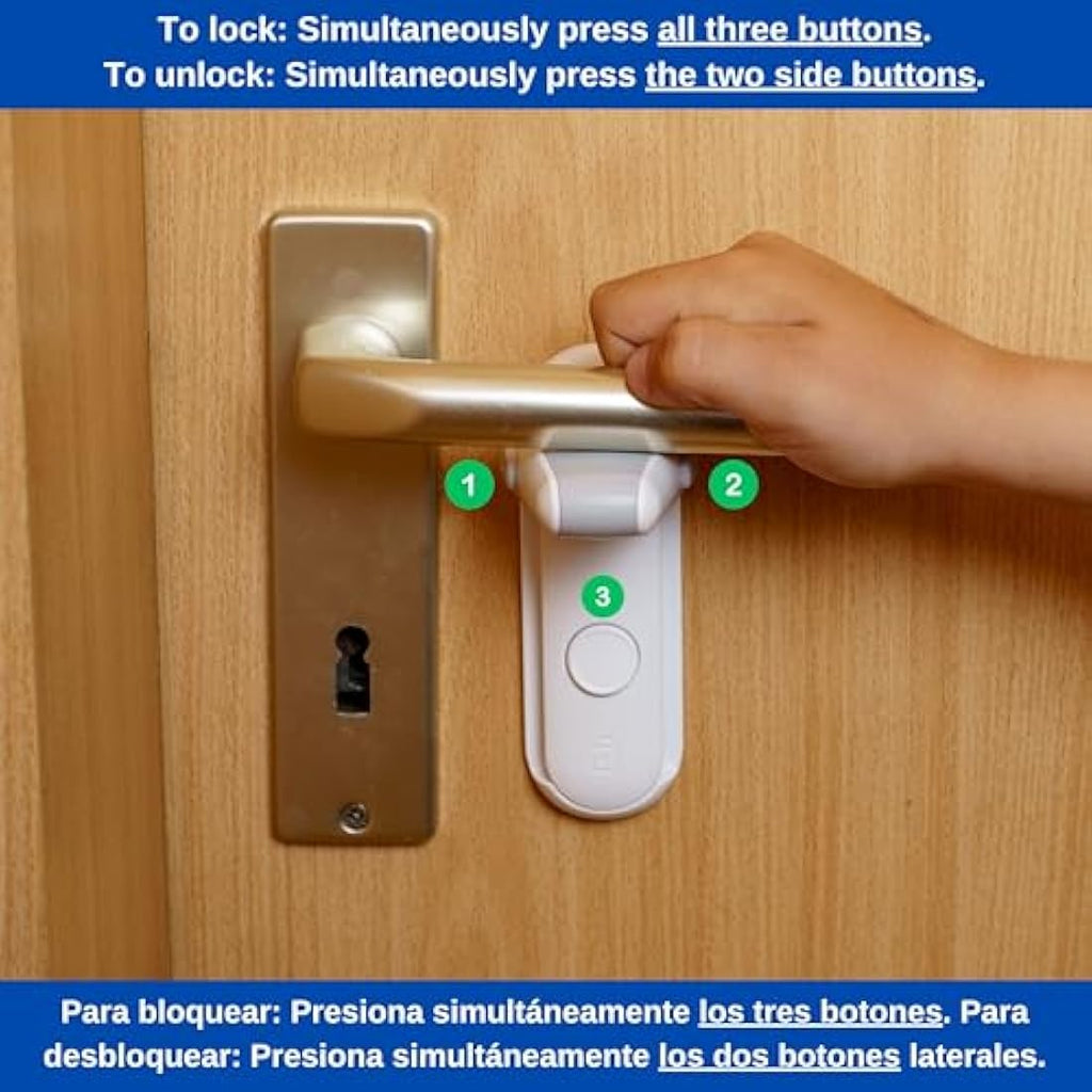 Child Proof Door Lever Lock – 2 Pack White Safety Latch