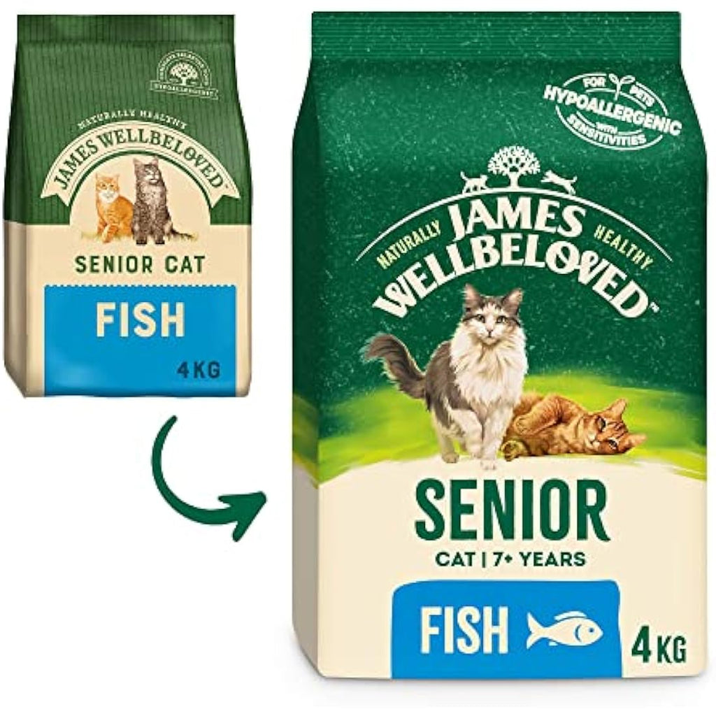 James Wellbeloved Senior Fish Dry Cat Food – Hypoallergenic 4kg Bag