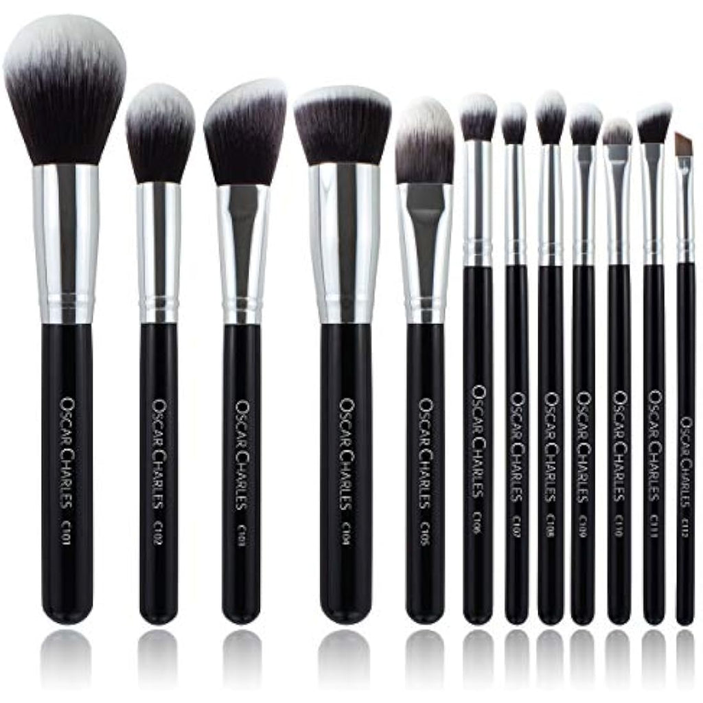 Oscar Charles 12-Piece Professional Makeup Brush Set - Silver Vegan