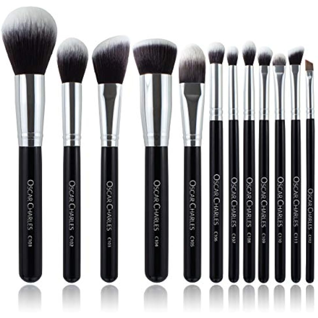 Oscar Charles 12-Piece Professional Makeup Brush Set - Silver Vegan