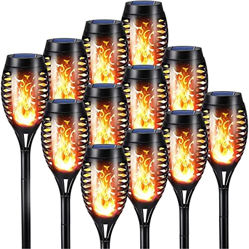 Geemoo Solar Torch Lights – 12 Pack Waterproof Flickering Flame Decor
