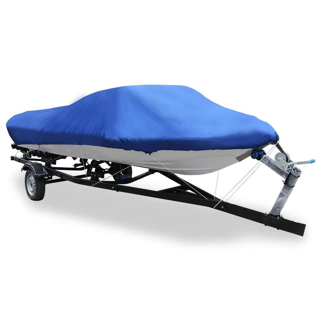 14-16ft Trailerable Boat Cover – Waterproof 210D V-Hull Blue