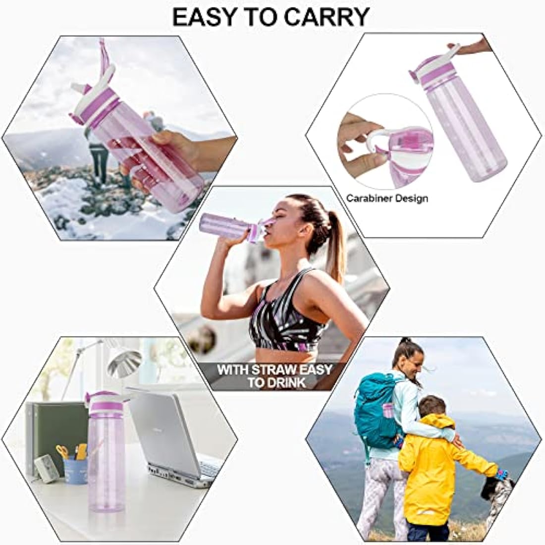 VENNERLI 800ml Tritan Sports Water Bottle with Straw and Time Marking
