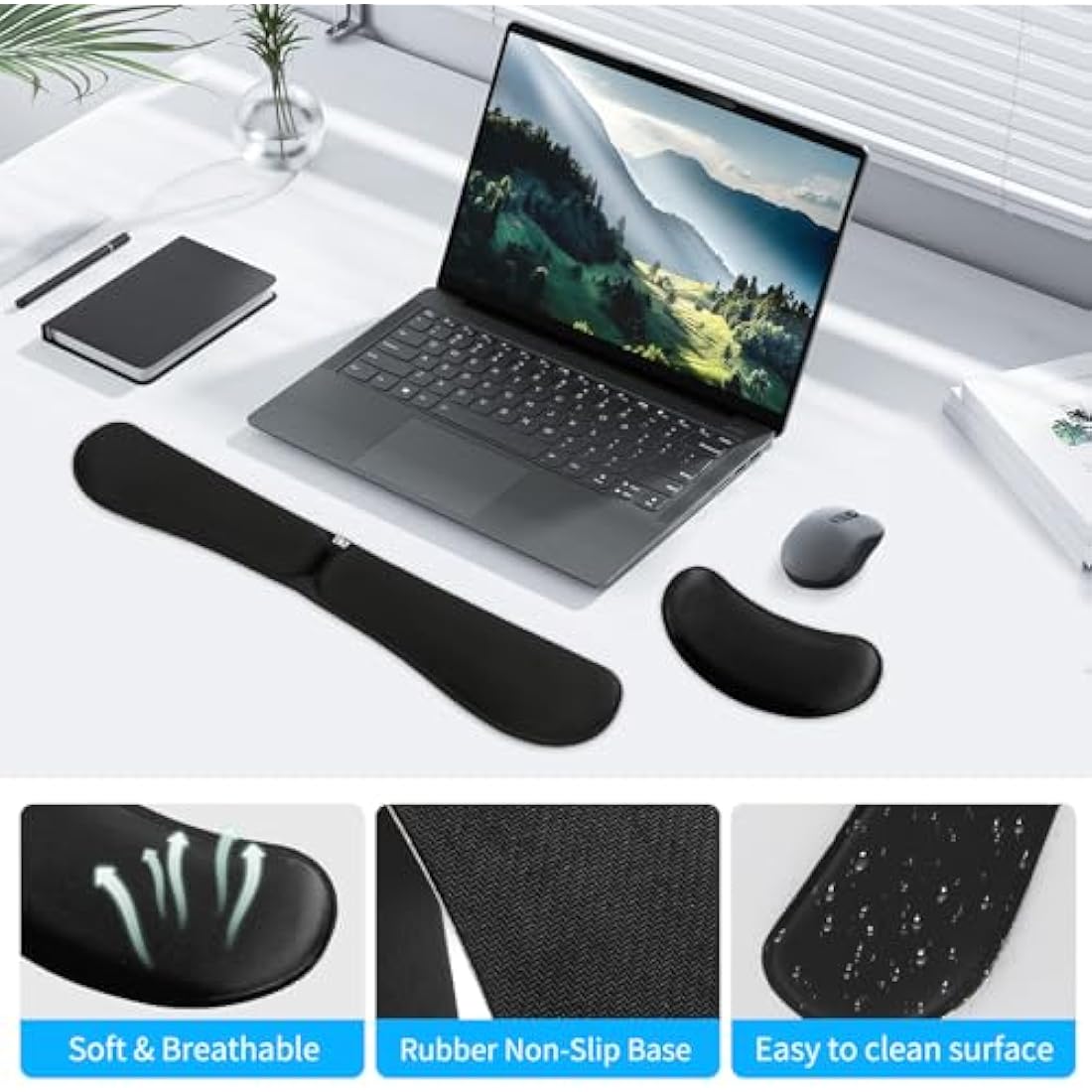 Jolof Store Keyboard and Mouse Wrist Rest Set – Ergonomic Memory Foam