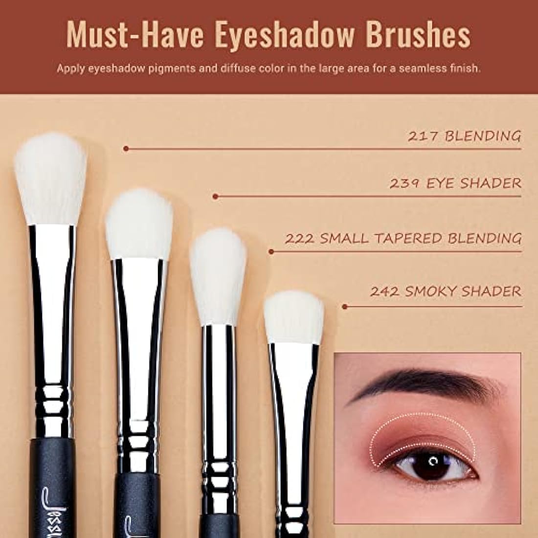 Jessup 11pcs Professional Eyeshadow Brush Set | Black Synthetic Brushes