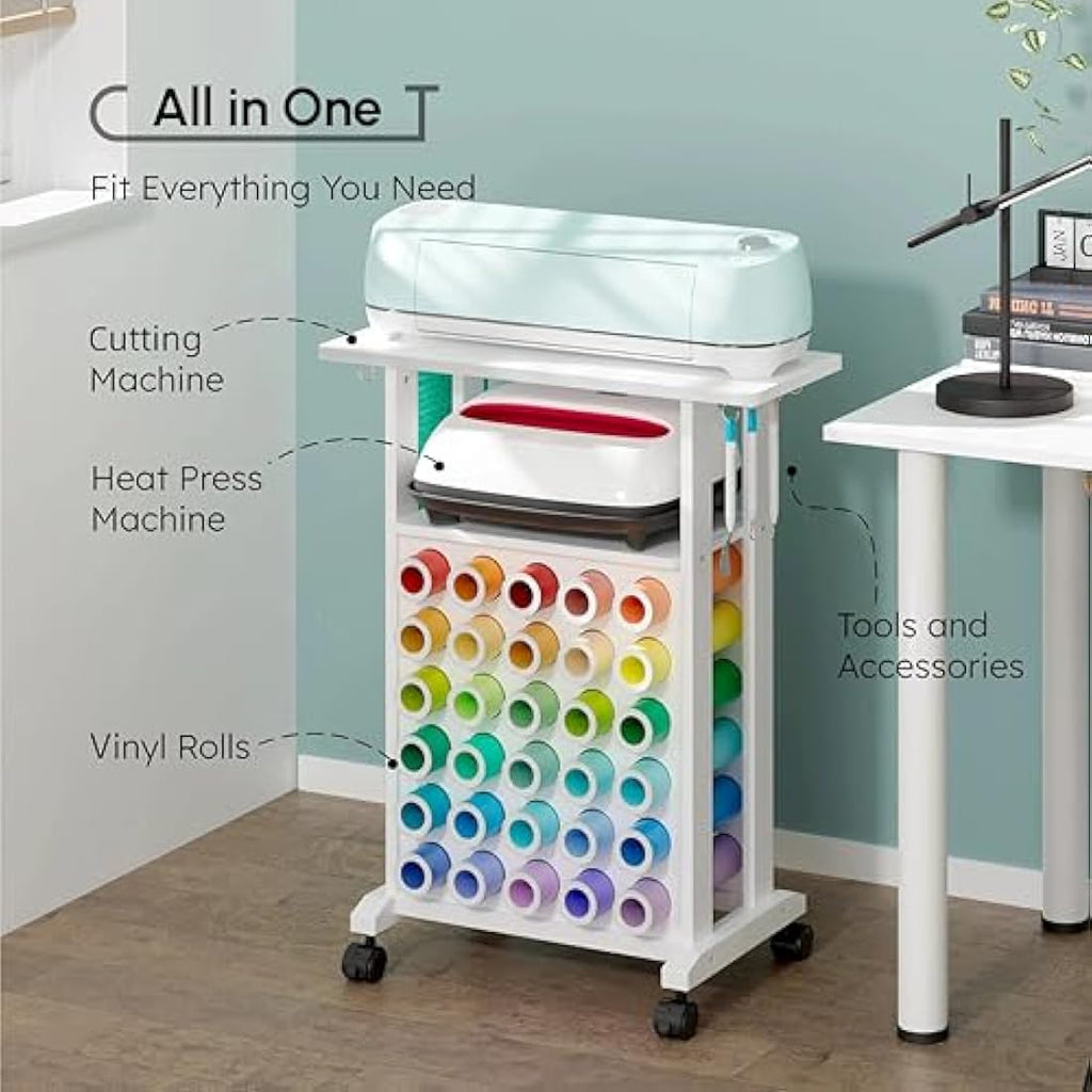 Rolling Craft Trolley – 30 Vinyl Roll Holder & Machine Stand