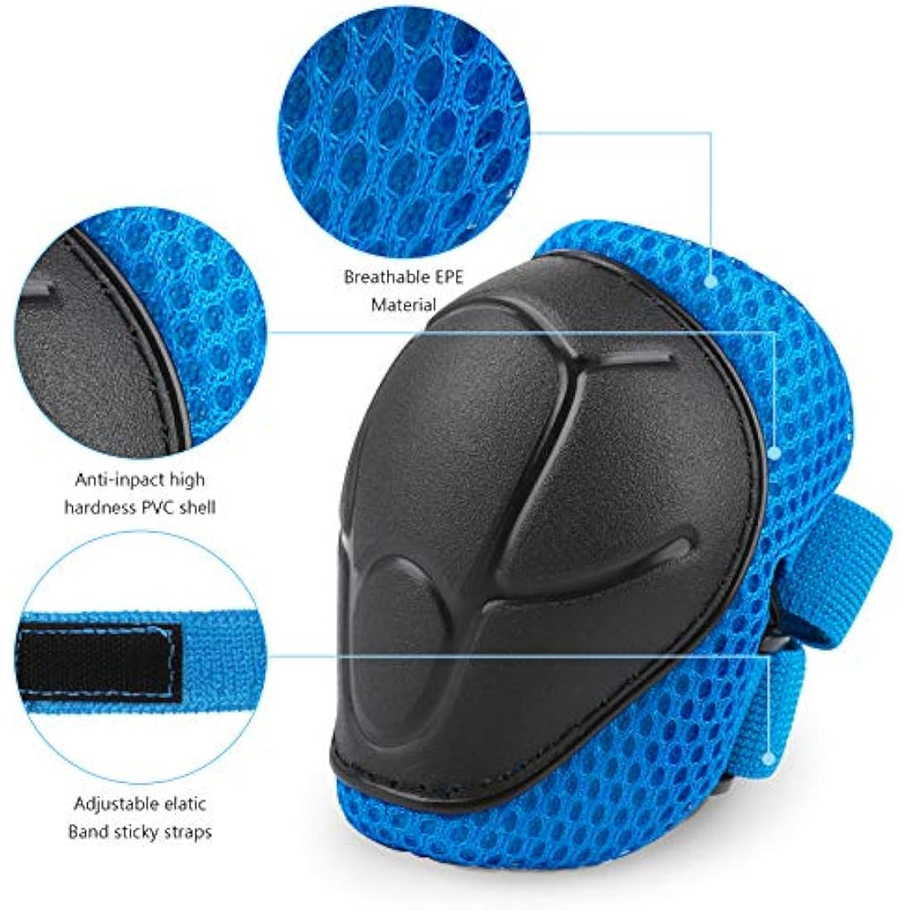 Kids Bike Helmet and Knee Pads Set - 7pc Protective Gear