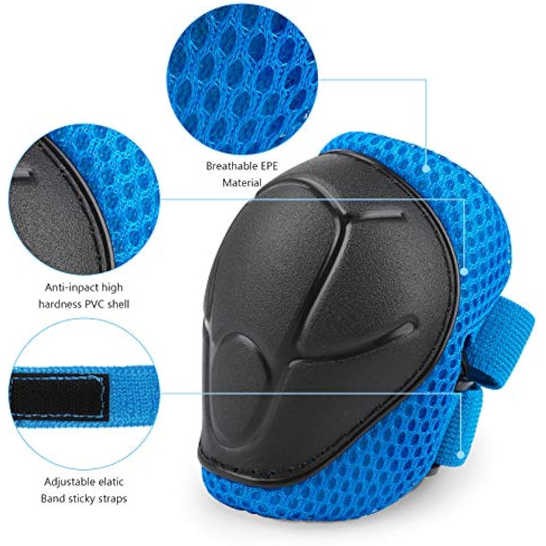Kids Bike Helmet and Knee Pads Set - 7pc Protective Gear