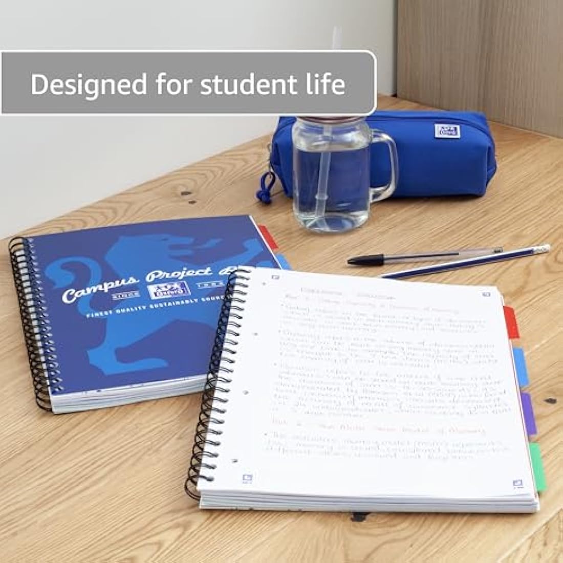 Oxford Campus A4 Project Notebook | 200 Page Lined Wirebound (3 Pack)