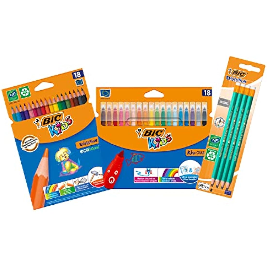 BIC Kit Rentrée Scolaire – 18 Feutres, 18 Crayons & 8 Crayons HB