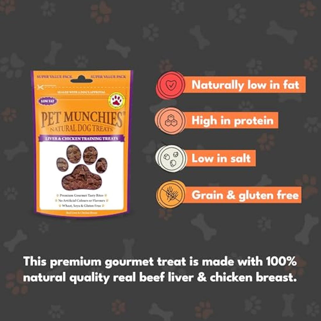 Pet Munchies Liver and Chicken Dog Training Treats - Grain Free 150g