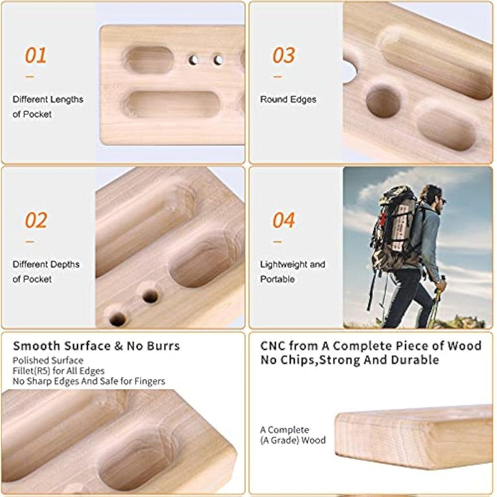 Jolof Store Portable Wooden Climbing Hangboard – Fingerboard Training Tool