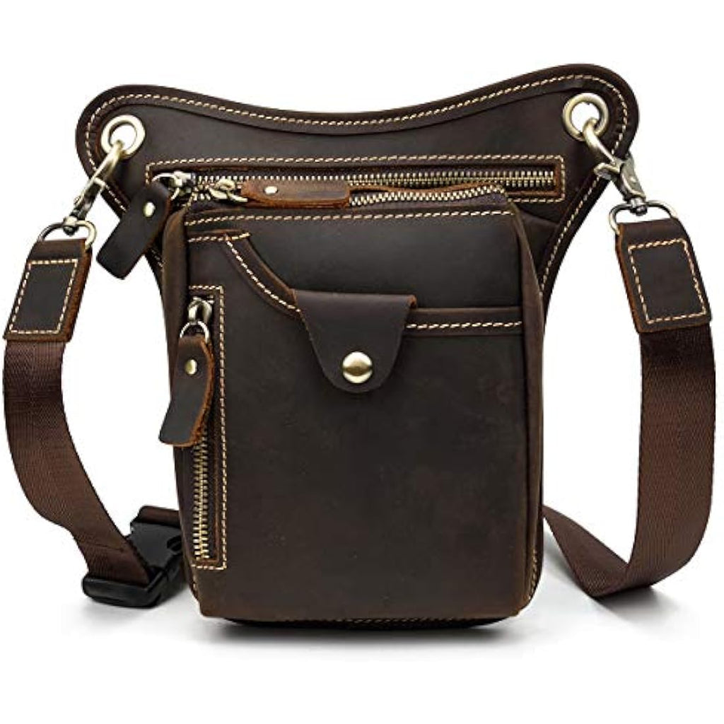 Genuine Leather Motorcycle Leg Bag | Vintage Thigh Waist Pack