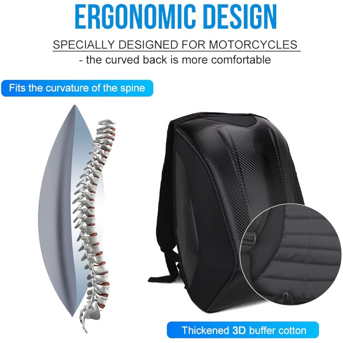 Carbon Fiber Motorcycle Hardshell Backpack | Waterproof