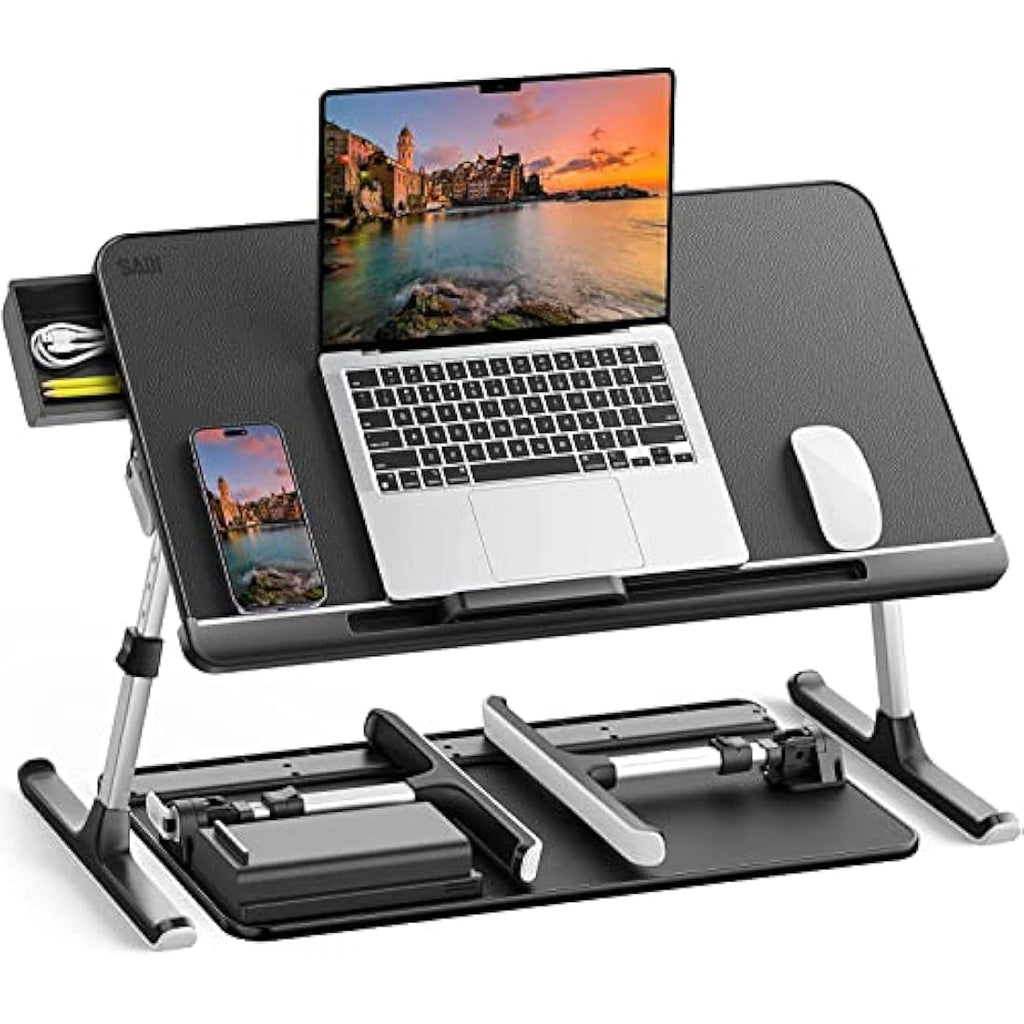 SAIJI Laptop Bed Tray Table | Adjustable Height & Angle Foldable Lap Desk