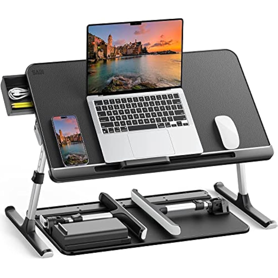 SAIJI Laptop Bed Tray Table | Adjustable Height & Angle Foldable Lap Desk
