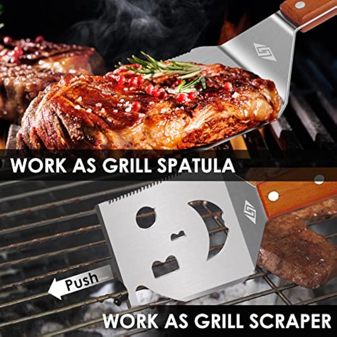 7-in-1 BBQ Spatula – 17 Inch Heavy Duty Grill Tool with Scraper