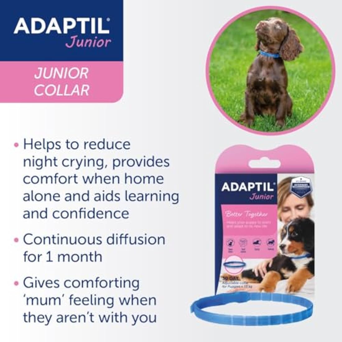 Adaptil Junior Puppy Calming Collar – Adjustable Pheromone Dog Collar