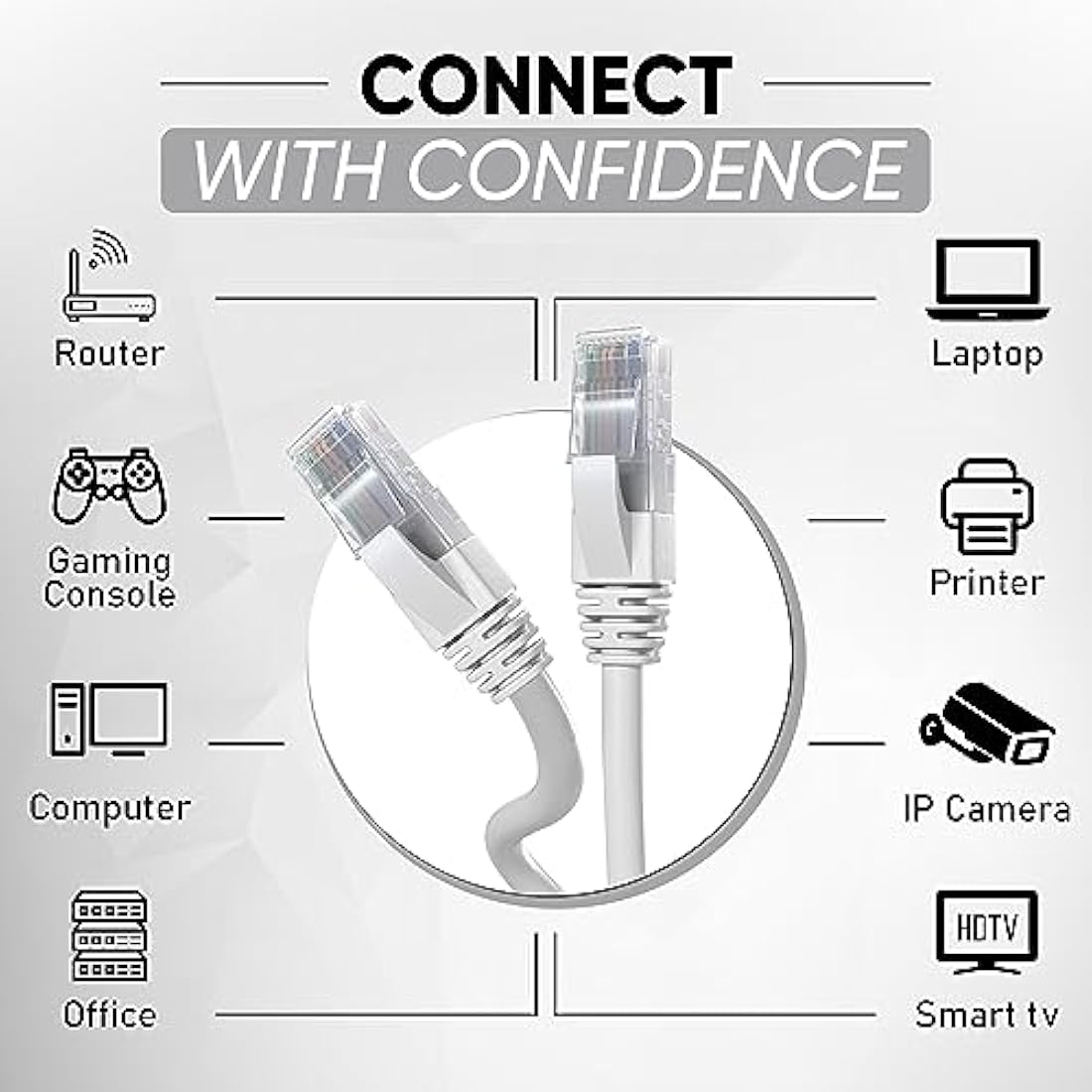 Mr. Tronic Cat 5E Ethernet Cable – 50m High Speed RJ45 LAN Network, Grey