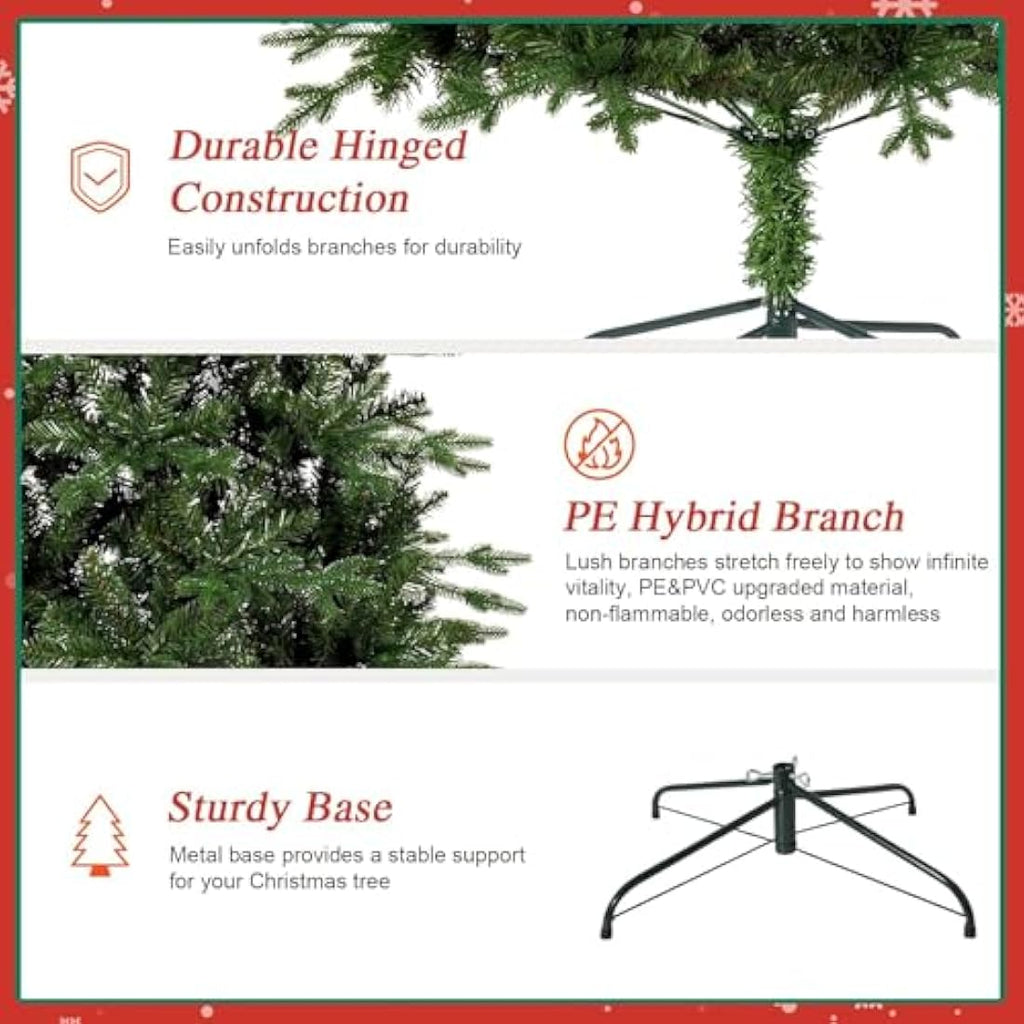 Uten 6ft Artificial Christmas Tree – Realistic PE & PVC Hinged Tree