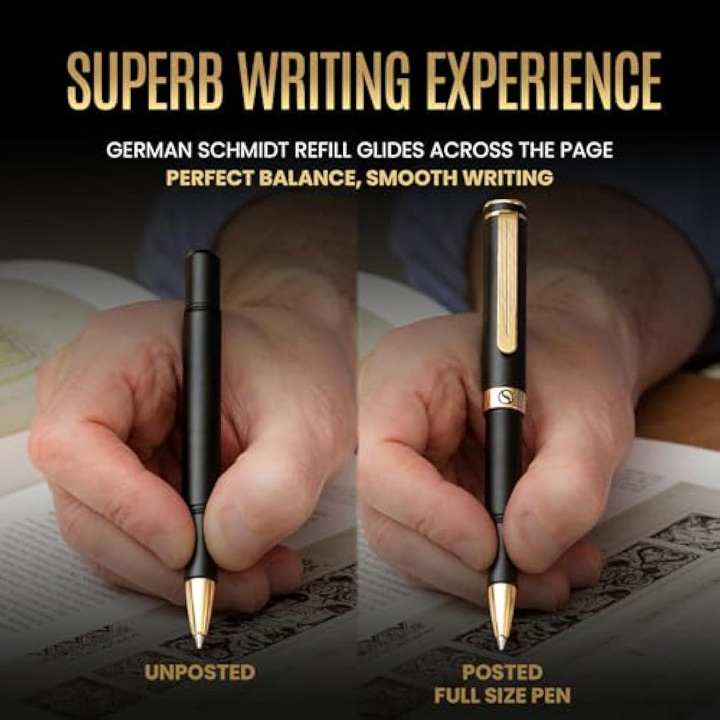 Luxury Rollerball EDC Pen – Black with Real Gold Plating