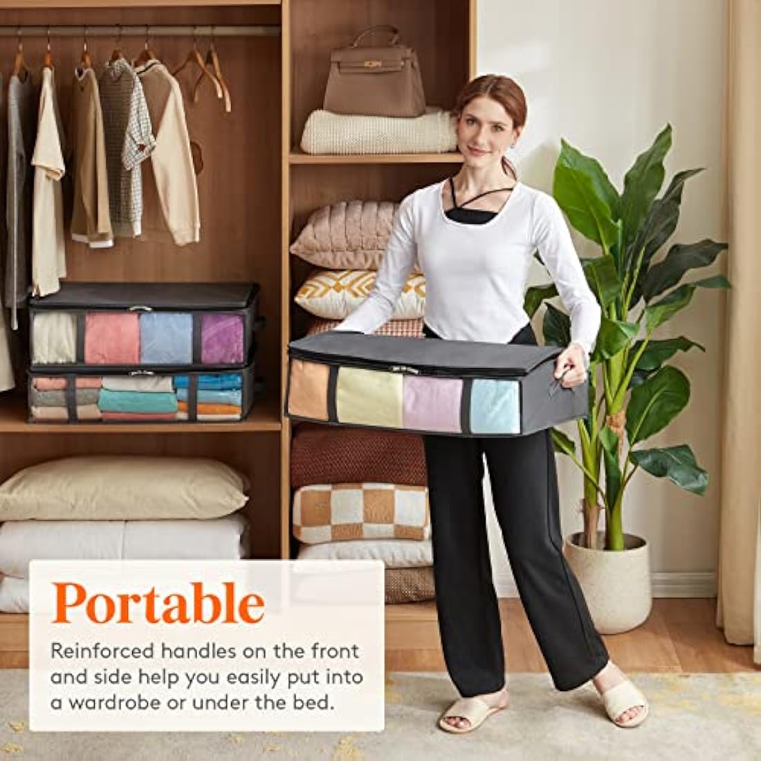 Lifewit 40L Under Bed Storage Containers | 6 Pack Foldable Bags, Grey