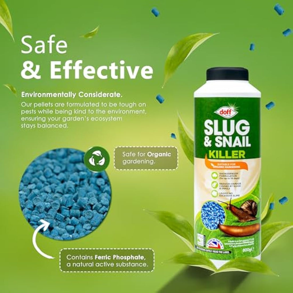 Ferris Slug & Snail Killer Pellets – 800g Organic Ferric Phosphate Repellent