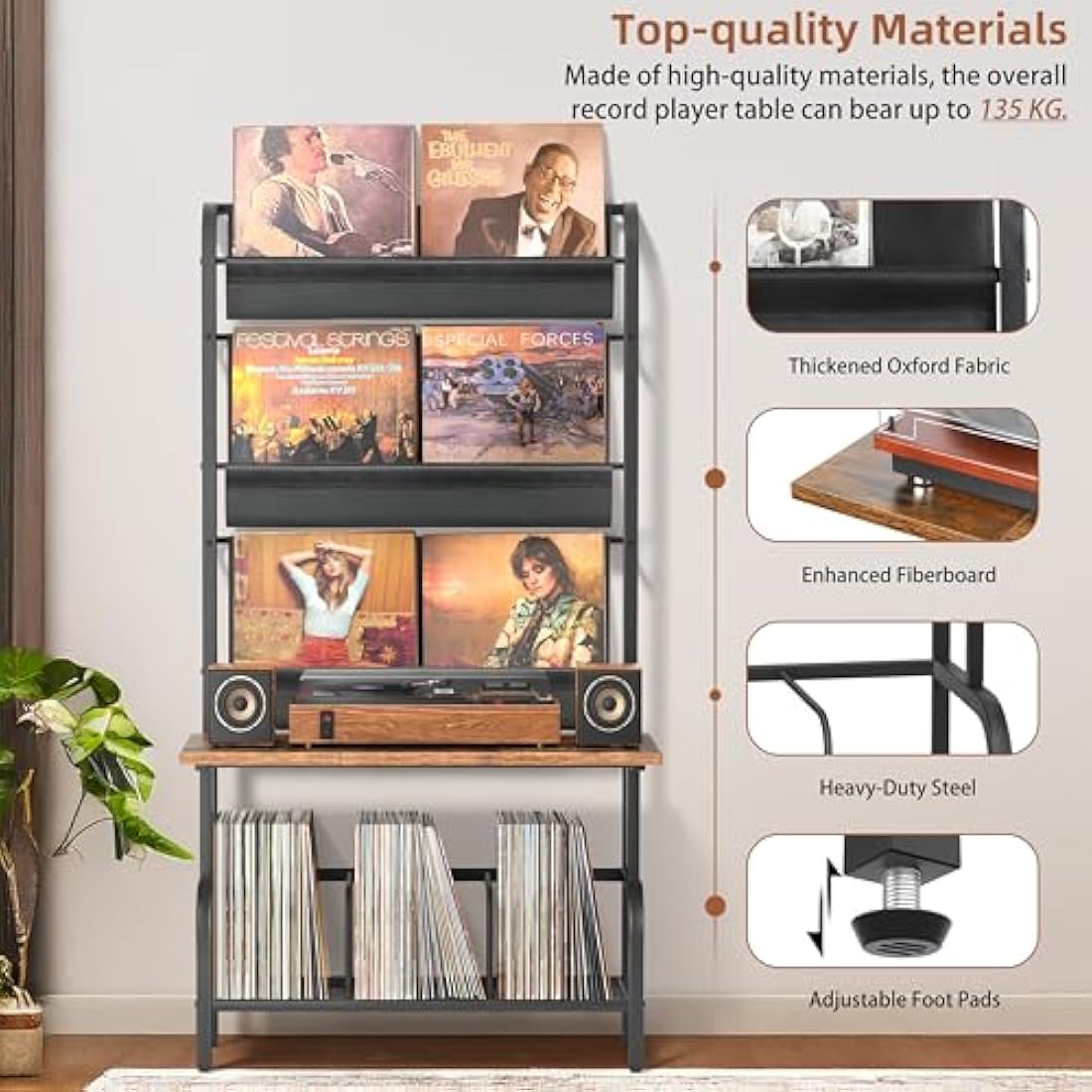 Bikoney Vinyl Record Storage Cabinet | 300 Album Turntable Stand